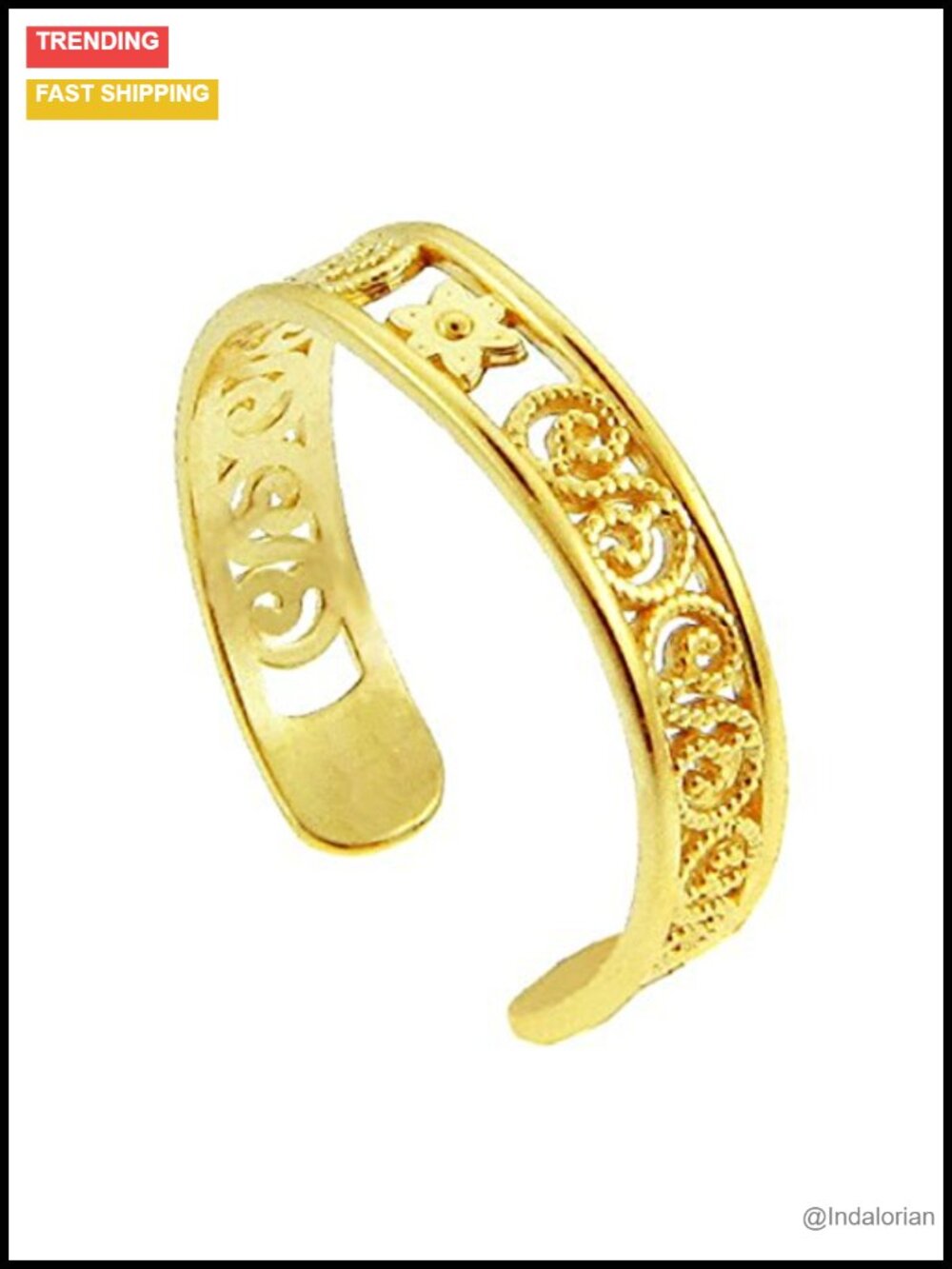10K Gold Floral Toe Ring - Solid Gold Statement Jewelry